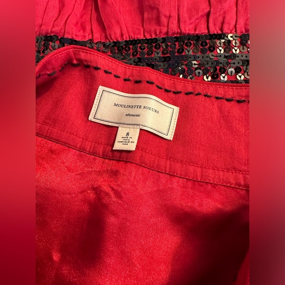 New Anthro MOULINETTE SOEURS Suelta Skirt Straight Pencil Trumpet Sequin Red - Picture 9 of 12